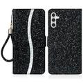 Samsung Galaxy A15 Funda elegante con purpurina para cartera - Negra