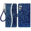 Samsung Galaxy A15 Funda elegante con purpurina para cartera - Azul