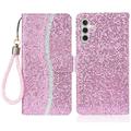 Samsung Galaxy A15 Funda elegante con purpurina para cartera - Rosa