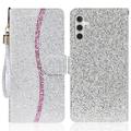 Samsung Galaxy A15 Funda elegante con purpurina para cartera - Plata