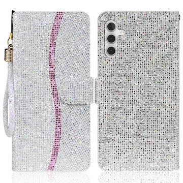 Samsung Galaxy A15 Funda elegante con purpurina para cartera - Plata