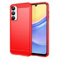 Carcasa de TPU Brushed para Samsung Galaxy A16 - Fibra de Carbono - Rojo