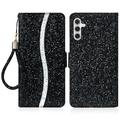 Samsung Galaxy A16 Funda elegante con purpurina para cartera - Negra