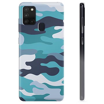 Funda de TPU para Samsung Galaxy A21s - Camuflaje Azul