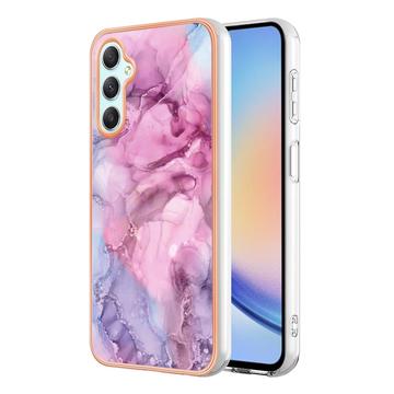 Funda de TPU Marble Pattern Electrochapada IMD para Samsung Galaxy A25 - Azul / Rosa