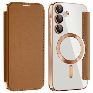 Funda abatible Samsung Galaxy A35 con ranura para tarjeta - Compatible con MagSafe - Marrón