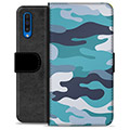 Funda Cartera Premium para Samsung Galaxy A50 - Camuflaje Azul