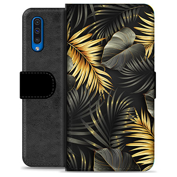 Funda Cartera Premium para Samsung Galaxy A50 - Hojas Doradas