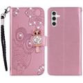 Samsung Galaxy A55 Búho Rhinestone Funda billetera