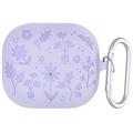 Funda de silicona líquida Samsung Galaxy Buds3/Buds3 Pro con estampado de flores y mosquetón