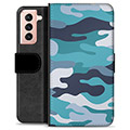 Funda Cartera Premium para Samsung Galaxy S21 5G - Camuflaje Azul