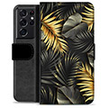 Funda Cartera Premium para Samsung Galaxy S21 Ultra 5G - Hojas Doradas