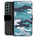 Funda Cartera Premium para Samsung Galaxy S22+ 5G - Camuflaje Azul