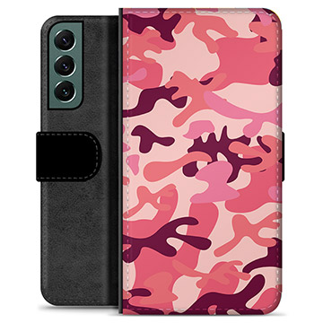 Funda Cartera Premium para Samsung Galaxy S22+ 5G - Camuflaje Rosa