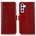 Funda Crocodile con RFID para Samsung Galaxy S23 FE - Estilo Cartera - Rojo