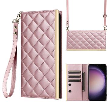 Funda acolchada de lujo para Samsung Galaxy S23+ - Estilo Cartera - Rosa Dorado