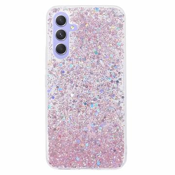 Funda de TPU Glitter Flakes para Samsung Galaxy S24 FE - Rosa