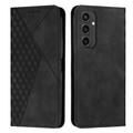 Funda de cartera con diseño de rombos y cierre magnético para Samsung Galaxy S24 FE - Negro