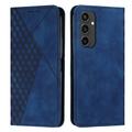 Funda de cartera con diseño de rombos y cierre magnético para Samsung Galaxy S24 FE - Azul