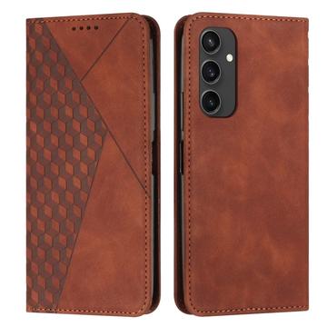 Funda de cartera con diseño de rombos y cierre magnético para Samsung Galaxy S24 FE