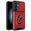 Funda Híbrida con Anillo Giratorio y Protector de Cámara para Samsung Galaxy S24 FE - Rojo