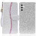 Samsung Galaxy S24 FE Funda elegante con purpurina para cartera