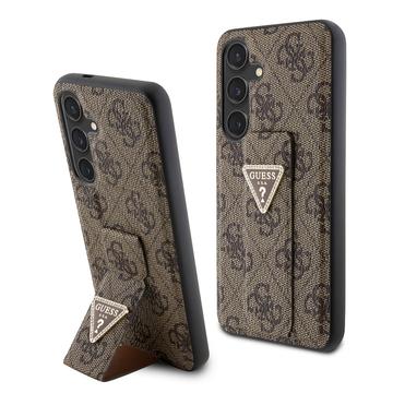 Funda Samsung Galaxy S24 Guess 4G Grip Stand Triangle Logo - Marrón