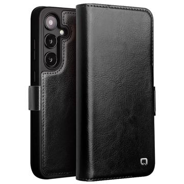 Funda Clásica de Cuero Qialino para Samsung Galaxy S24 - Estilo Cartera - Negro