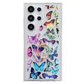 Funda de TPU Samsung Galaxy S24 Ultra Butterfly con soporte para anillos - Colorido