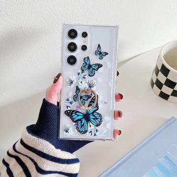 Funda de TPU Samsung Galaxy S24 Ultra Butterfly con soporte para anillos