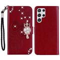 Samsung Galaxy S24 Ultra Búho Rhinestone Funda billetera