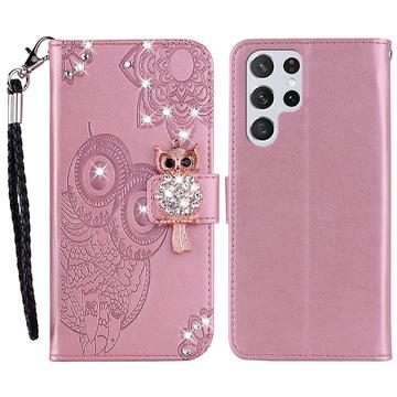 Samsung Galaxy S24 Ultra Búho Rhinestone Funda billetera