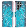 Funda Cartera Wonder Series para Samsung Galaxy S24 Ultra - Flores Blancas