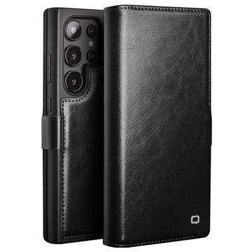 Funda Clásica de Cuero Qialino para Samsung Galaxy S24 Ultra - Estilo Cartera - Negro