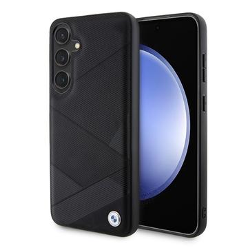 Samsung Galaxy S24+ BMW Signature Funda revestida de piel con diseño de líneas cruzadas - Negro