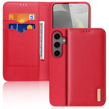 Funda de Cuero Dux Ducis Hivo para Samsung Galaxy S25 - Estilo Cartera - Rojo