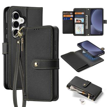 Funda de piel Samsung Galaxy S25 Dux Ducis Lawa con tapa magnética - Negro