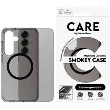 Funda PanzerGlass Care Smokey Urban Combat para Samsung Galaxy S25 - Compatible con MagSafe - Negro transparente