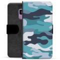 Funda Cartera Premium para Samsung Galaxy S9 - Camuflaje Azul