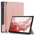 Funda Inteligente de Tres Pliegues para Samsung Galaxy Tab S9+ - Rosa Dorado