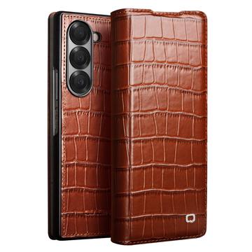 Funda Clásica de Cuero Qialino para Samsung Galaxy Z Fold6 - Estilo Cartera - Cocodrilo