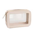 Bolsa de maquillaje transparente de una capa Bolsa de cosméticos de cuero PU impermeable - Beige