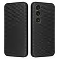 Funda con Tapa para Sony Xperia 1 VI - Fibra de Carbon - Negro