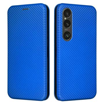 Funda con Tapa para Sony Xperia 1 VI - Fibra de Carbon - Azul