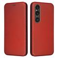 Funda con Tapa para Sony Xperia 1 VI - Fibra de Carbon