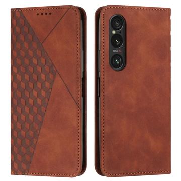 Funda de cartera con diseño de rombos y cierre magnético para Sony Xperia 1 VI