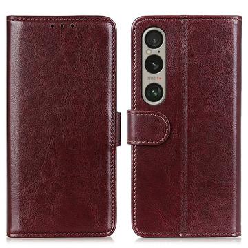 Funda de cartera con cierre magnético para Sony Xperia 1 VI - Marrón