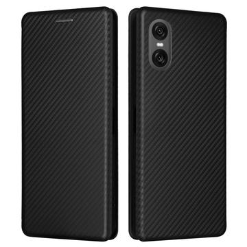 Funda con Tapa para Sony Xperia 10 VI - Fibra de Carbon