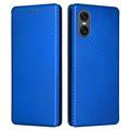 Funda con Tapa para Sony Xperia 10 VI - Fibra de Carbon - Azul