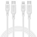 Cable Spigen DuraSync MFi USB-C a Lightning - Paquete de 2, 100cm - Blanco